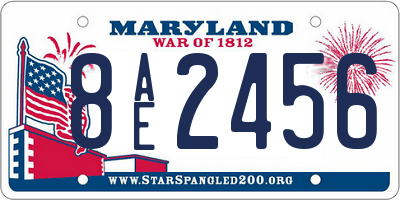 MD license plate 8AE2456