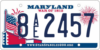 MD license plate 8AE2457