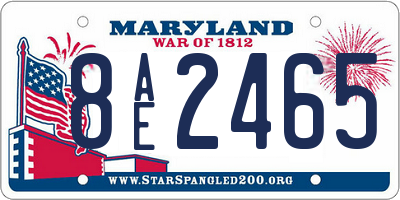 MD license plate 8AE2465