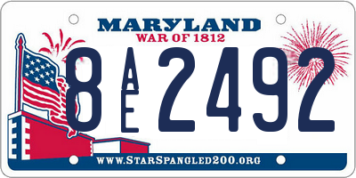 MD license plate 8AE2492
