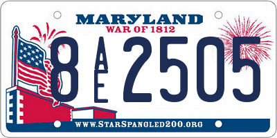 MD license plate 8AE2505
