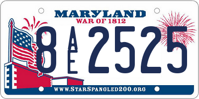 MD license plate 8AE2525