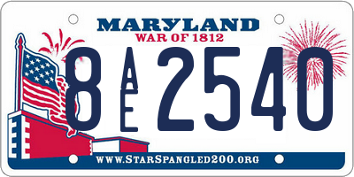 MD license plate 8AE2540