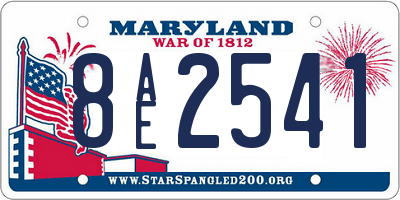 MD license plate 8AE2541