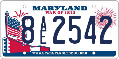 MD license plate 8AE2542