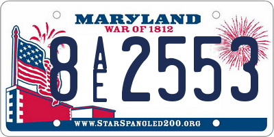 MD license plate 8AE2553