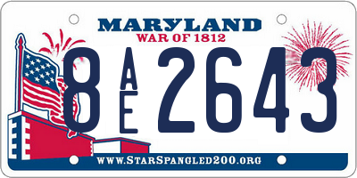 MD license plate 8AE2643