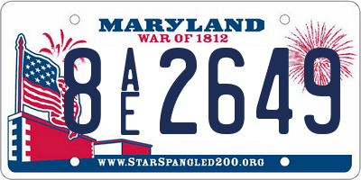 MD license plate 8AE2649