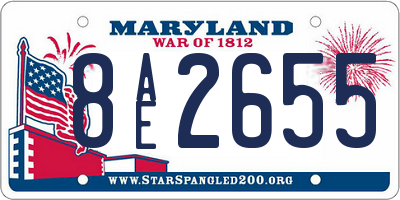 MD license plate 8AE2655