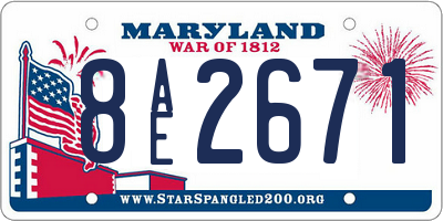 MD license plate 8AE2671