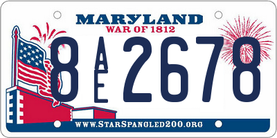 MD license plate 8AE2678