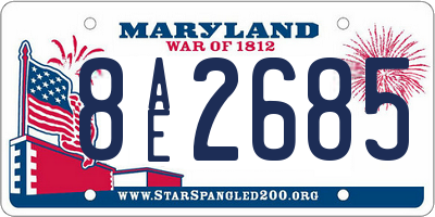 MD license plate 8AE2685