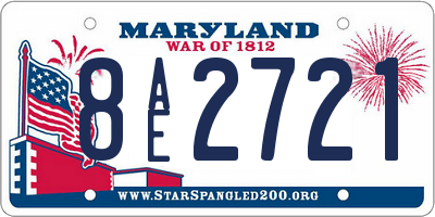 MD license plate 8AE2721