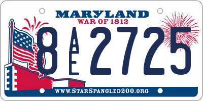 MD license plate 8AE2725