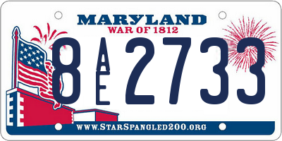 MD license plate 8AE2733