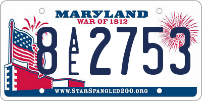 MD license plate 8AE2753