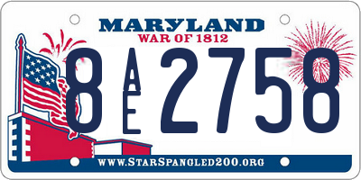 MD license plate 8AE2758