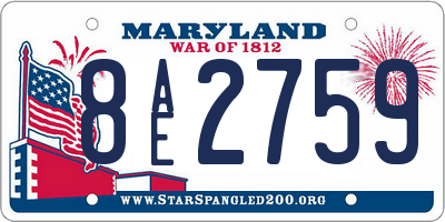 MD license plate 8AE2759