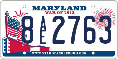 MD license plate 8AE2763