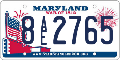 MD license plate 8AE2765