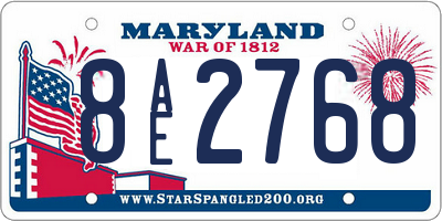 MD license plate 8AE2768