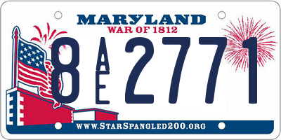 MD license plate 8AE2771