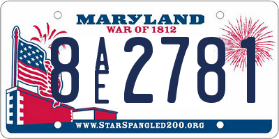 MD license plate 8AE2781