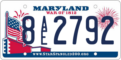 MD license plate 8AE2792