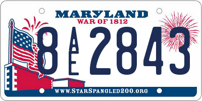 MD license plate 8AE2843