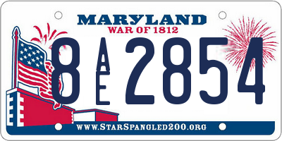 MD license plate 8AE2854