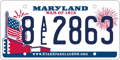MD license plate 8AE2863