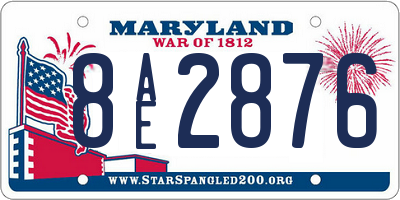 MD license plate 8AE2876