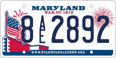 MD license plate 8AE2892