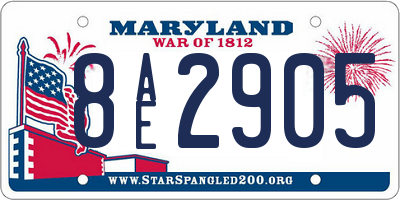 MD license plate 8AE2905