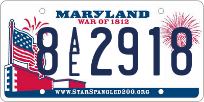 MD license plate 8AE2918