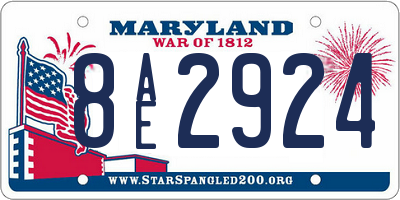 MD license plate 8AE2924