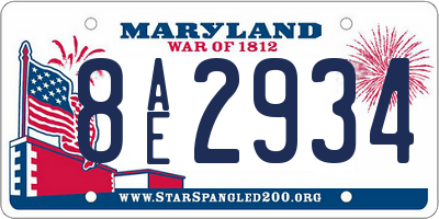 MD license plate 8AE2934