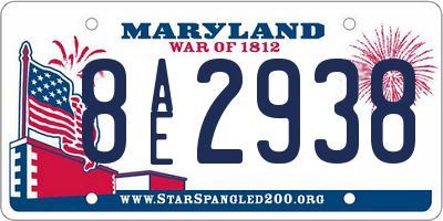 MD license plate 8AE2938