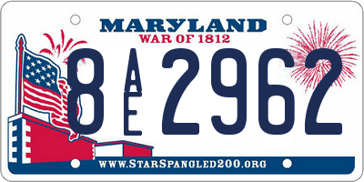MD license plate 8AE2962