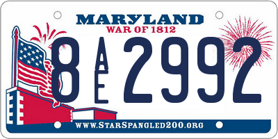 MD license plate 8AE2992