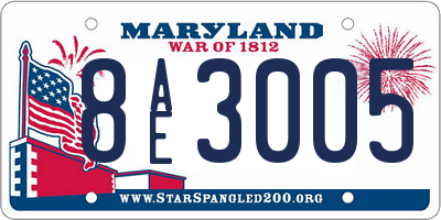 MD license plate 8AE3005