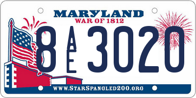 MD license plate 8AE3020