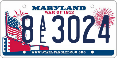MD license plate 8AE3024