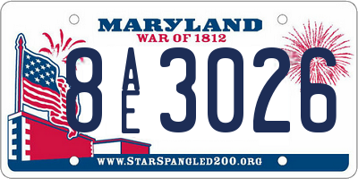 MD license plate 8AE3026