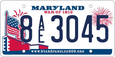 MD license plate 8AE3045