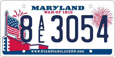MD license plate 8AE3054