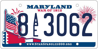MD license plate 8AE3062