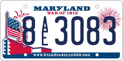 MD license plate 8AE3083