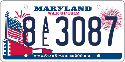 MD license plate 8AE3087
