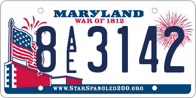 MD license plate 8AE3142